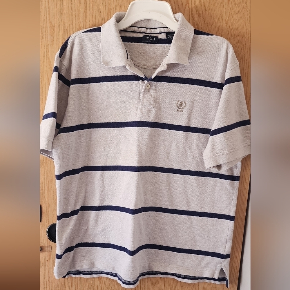 IZOD Men's Two Way Novelty Stripe Polo Shirt Size L